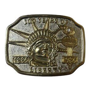 Vintage Statue Of Liberty Belt Buckle 100th Anniversary USA Lady Liberty 1886 Th